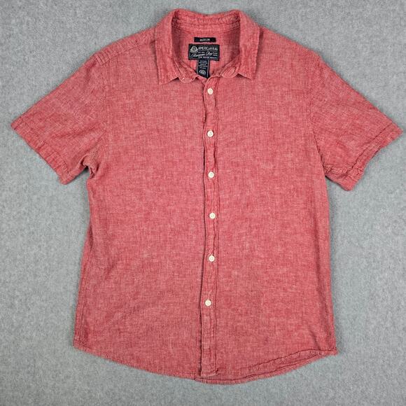 American Rag Other - American Rag Cie Mens Medium Red Linen Blend Short Sleeve Button Down Shirt